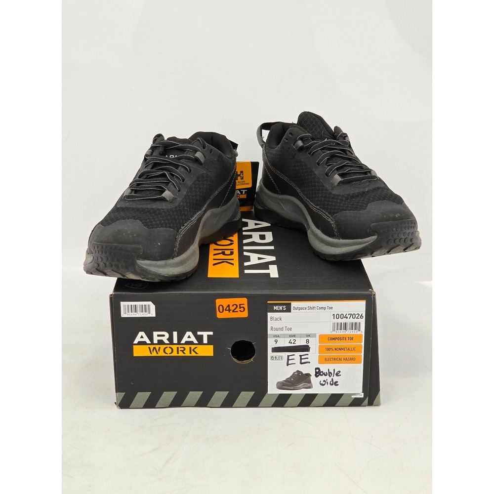 Ariat‎ Outpace Shift Comp Toe Mens 9 EE Black Work Shoes 10047026 - Excellent